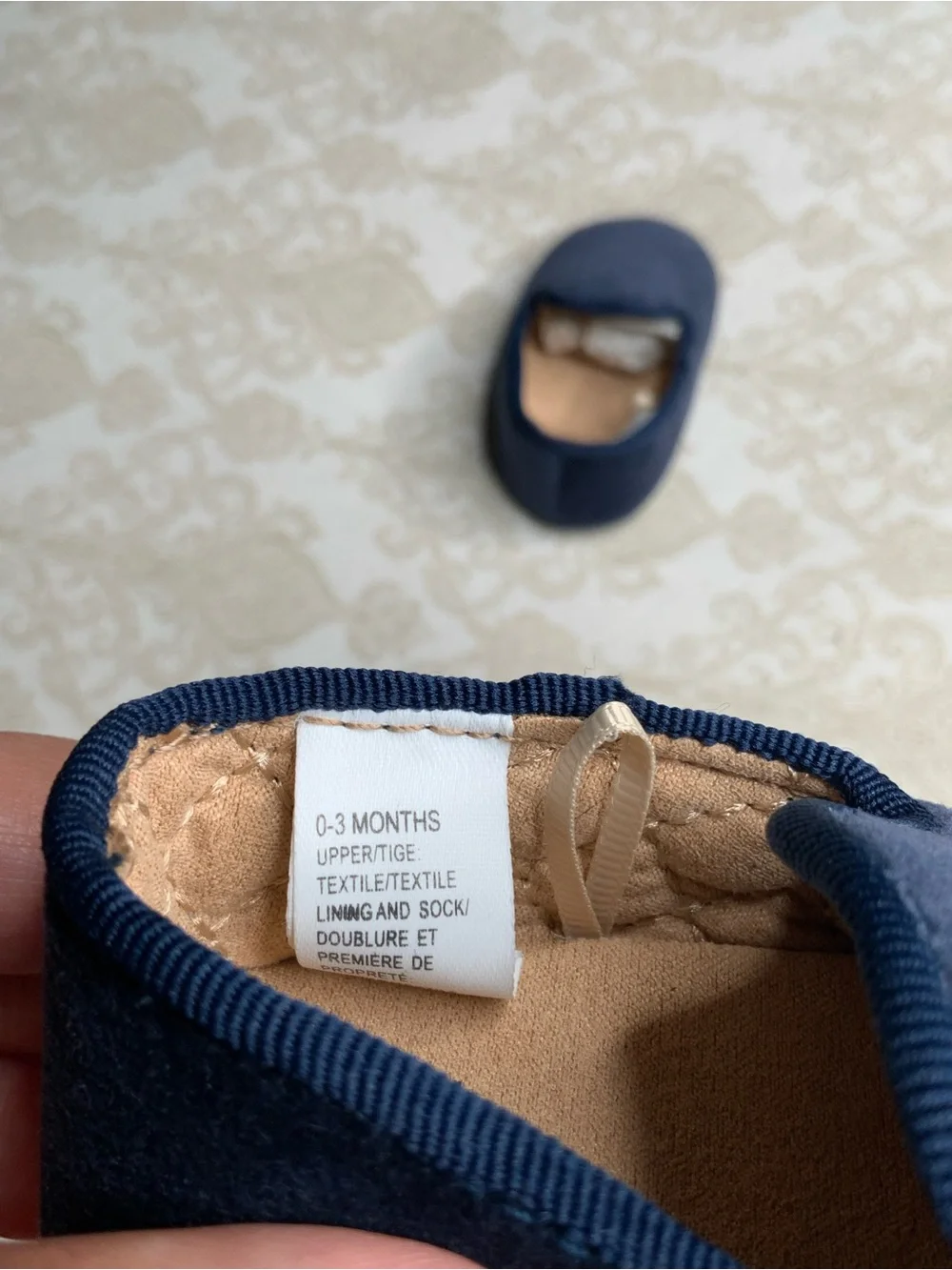 Janie and Jack Navy Blue Velvet Baby Loafers 0-3 Months Like New